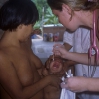 A baby with a painful eye infection is treated by doctor Adriana Falco.