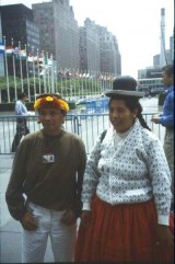 El cacique de Paapiú frente a la ONU, junto a otra representante