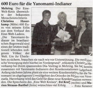 600 Euro für die Yanomami-Indianer