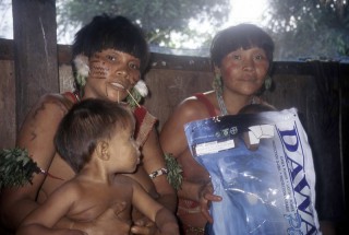 Yanomami are pleased with the mosquito nets